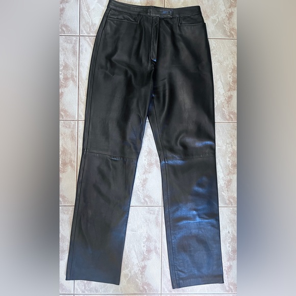 Holt Renfrew Collection wide leg leather trousers - Picture 2 of 13
